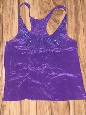 Purple Beaded Racerback Tank Top 💯 silk